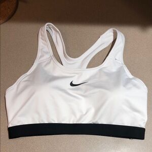 Nike White and Black Racerback Sports Bra XL